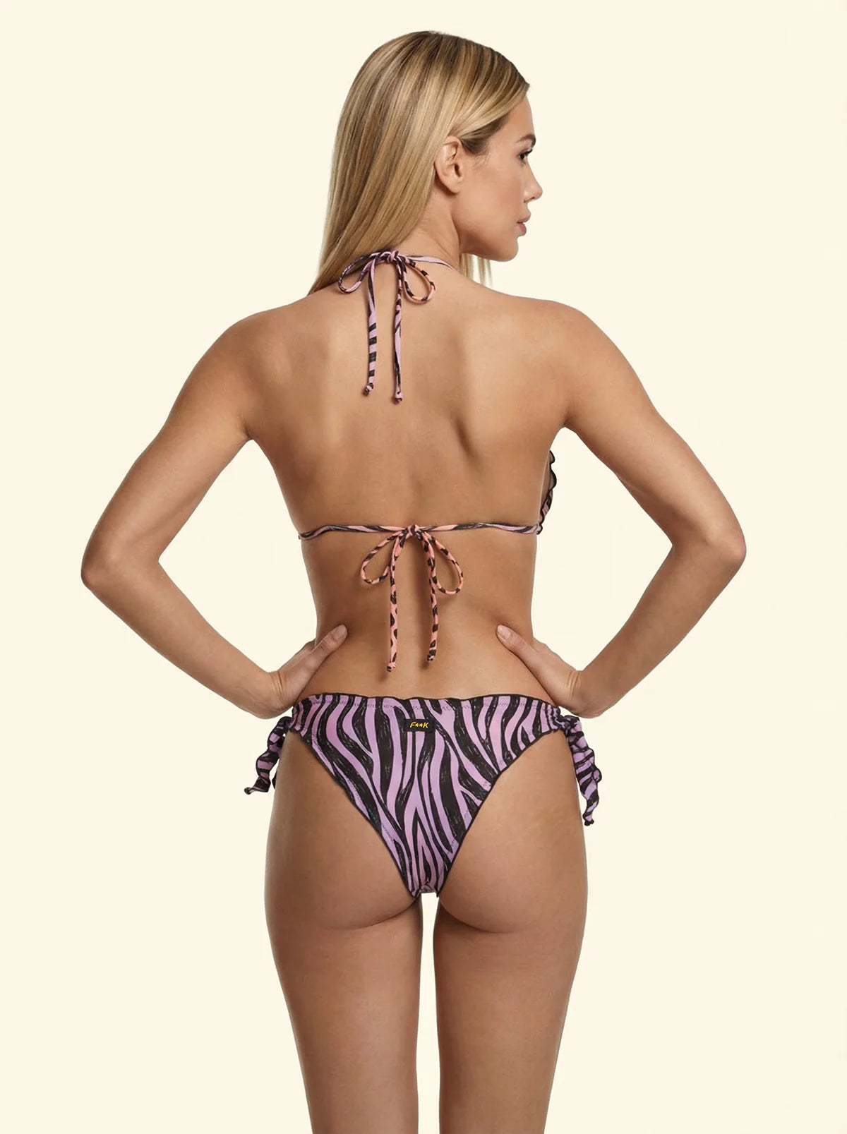 F**K - Bikini triangolo con slip regolabile ZEBRA donna