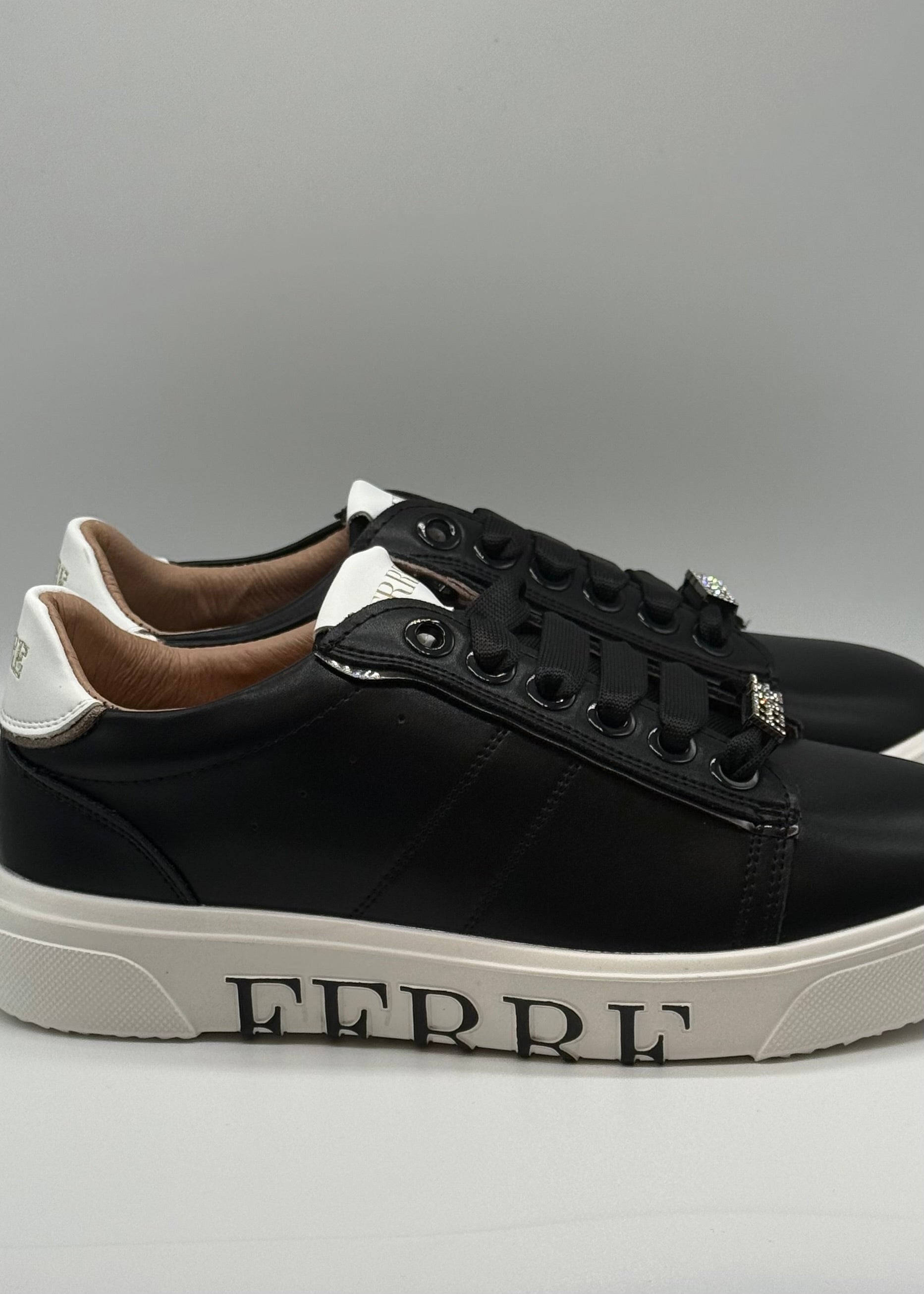 FERRE  - Sneakers nere con applicazione strass donna