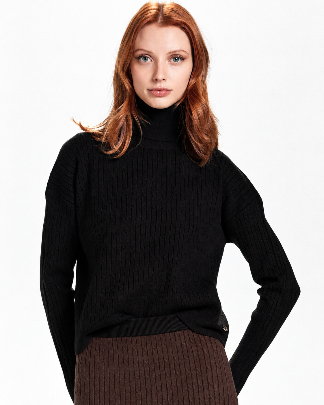 TAKE TWO - Dolcevita con treccia misto lana donna