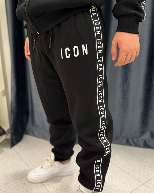 ICON - Pantalone nero con bande bambino