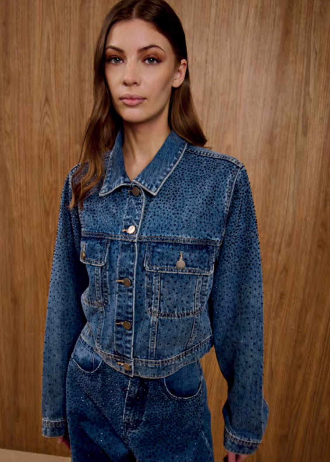 INFLUENCER - Giacca in denim con pietre donna