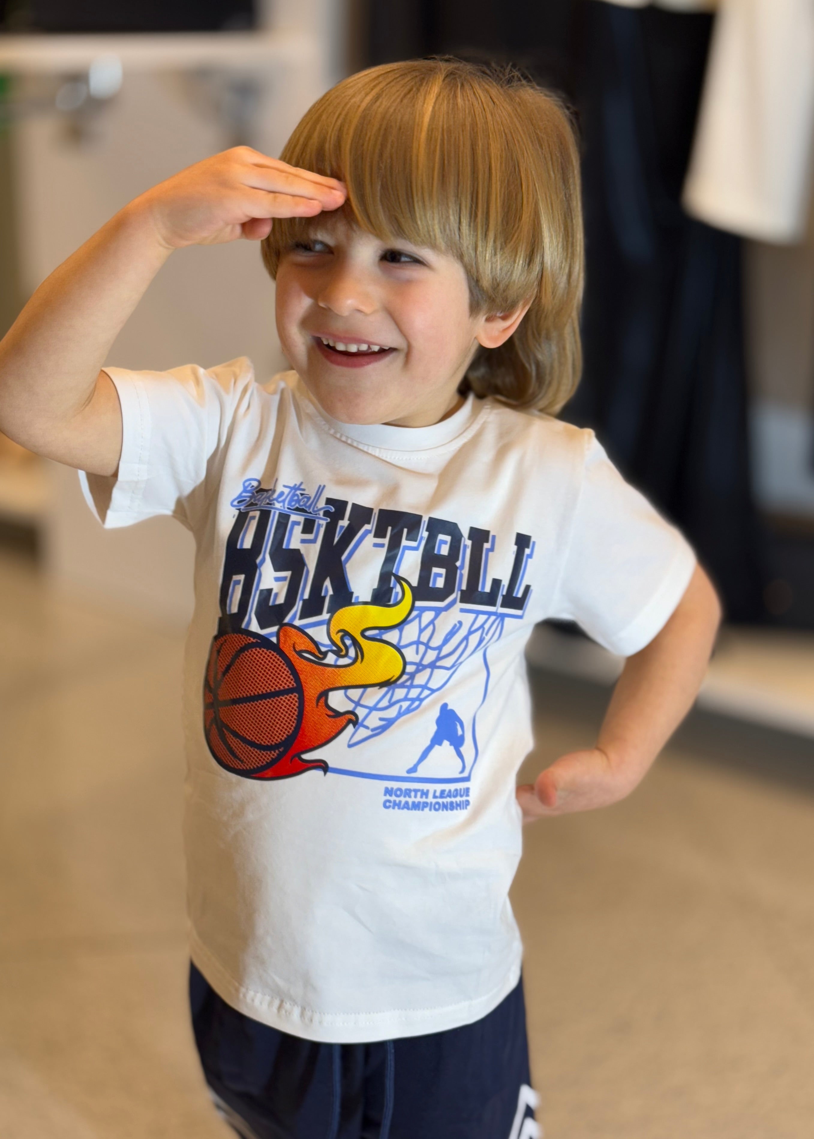 JAKY'S - SET COMPLETO - T-shirt bianca con stampa e bermuda blu bambino