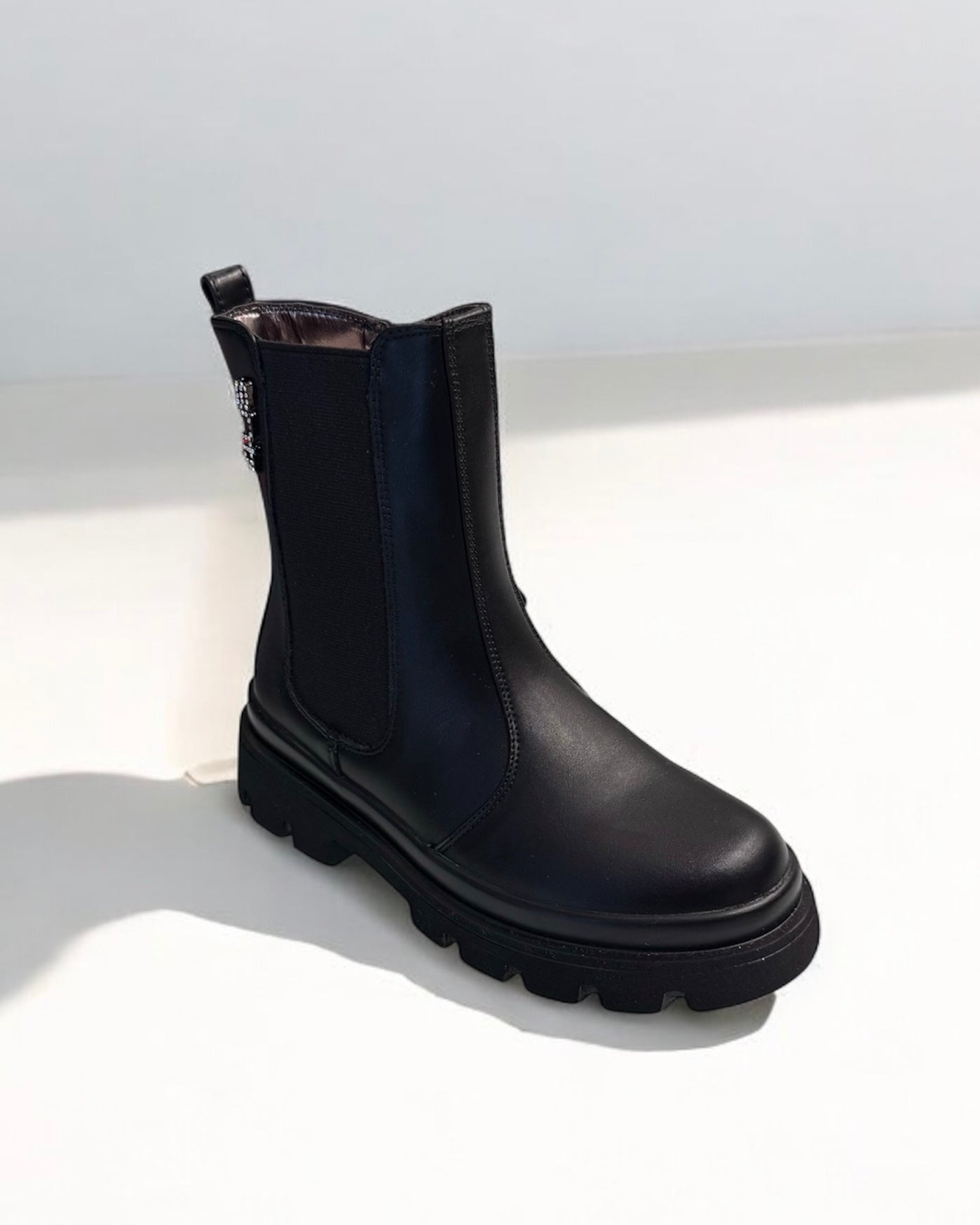 4US BY CESARE PACIOTTI - Stivaletto nero con logo in strass argento