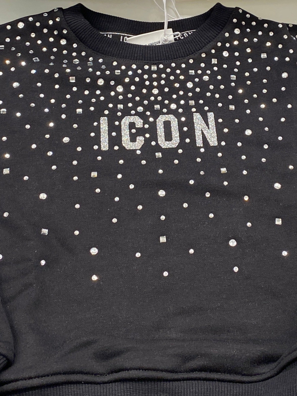 ICON - Felpa crop con strass bambina