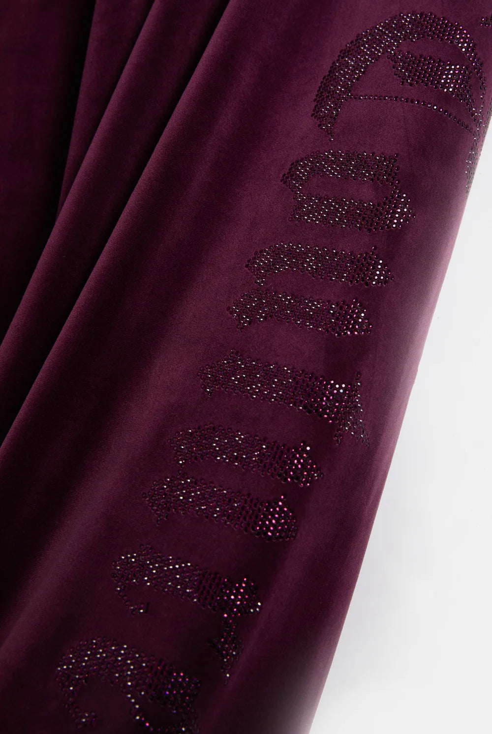 JUICY COUTURE - Pantalone con logo in strass in ciniglia donna