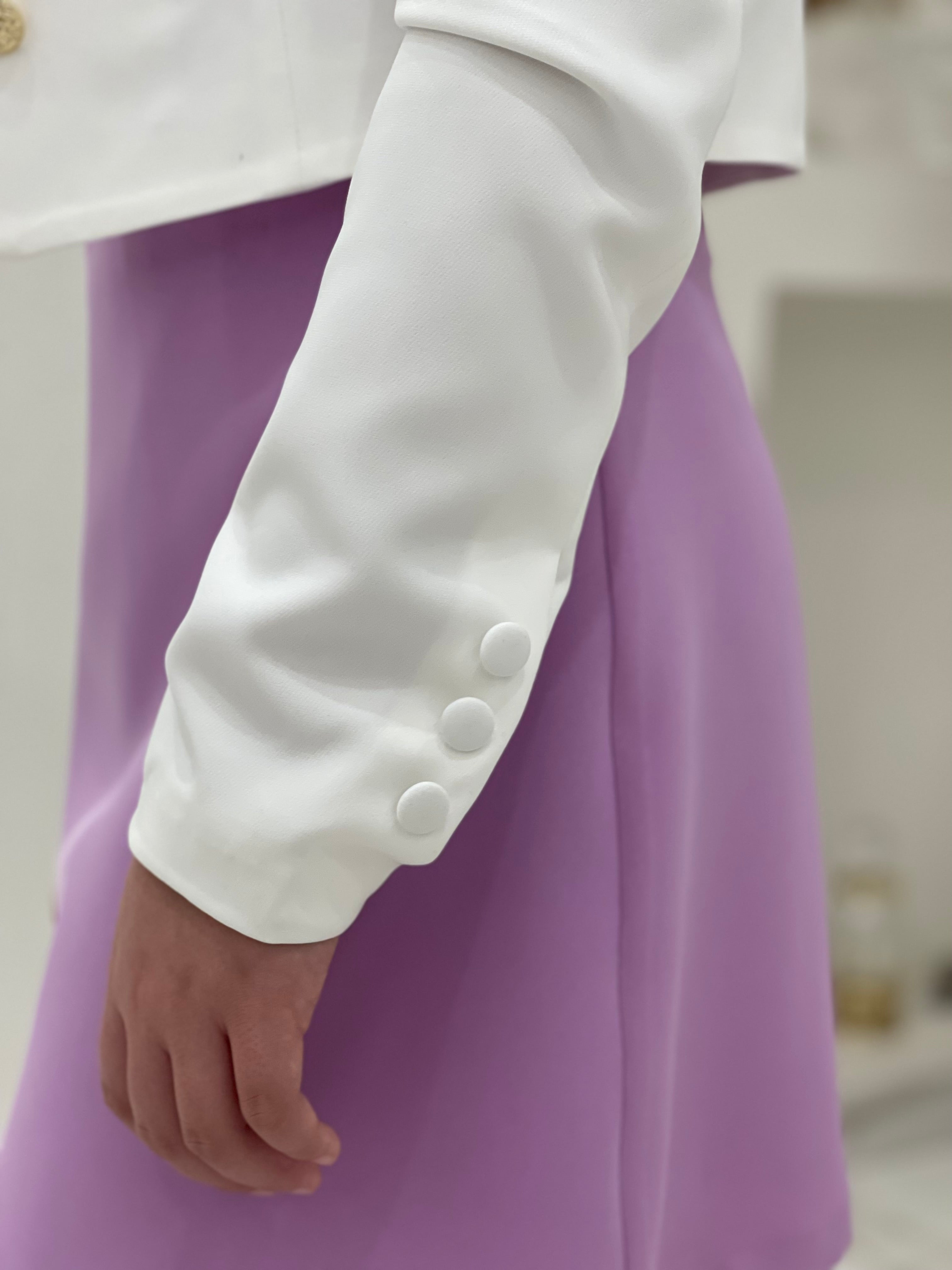 FUN FUN - COUTURE - Giacca bianca crop con bottone gioiello bambina