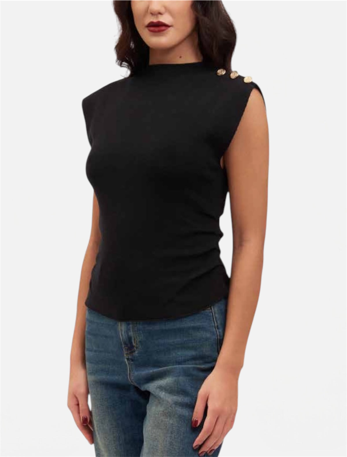 KORALLINE - Maglia smanicata con bottoni donna