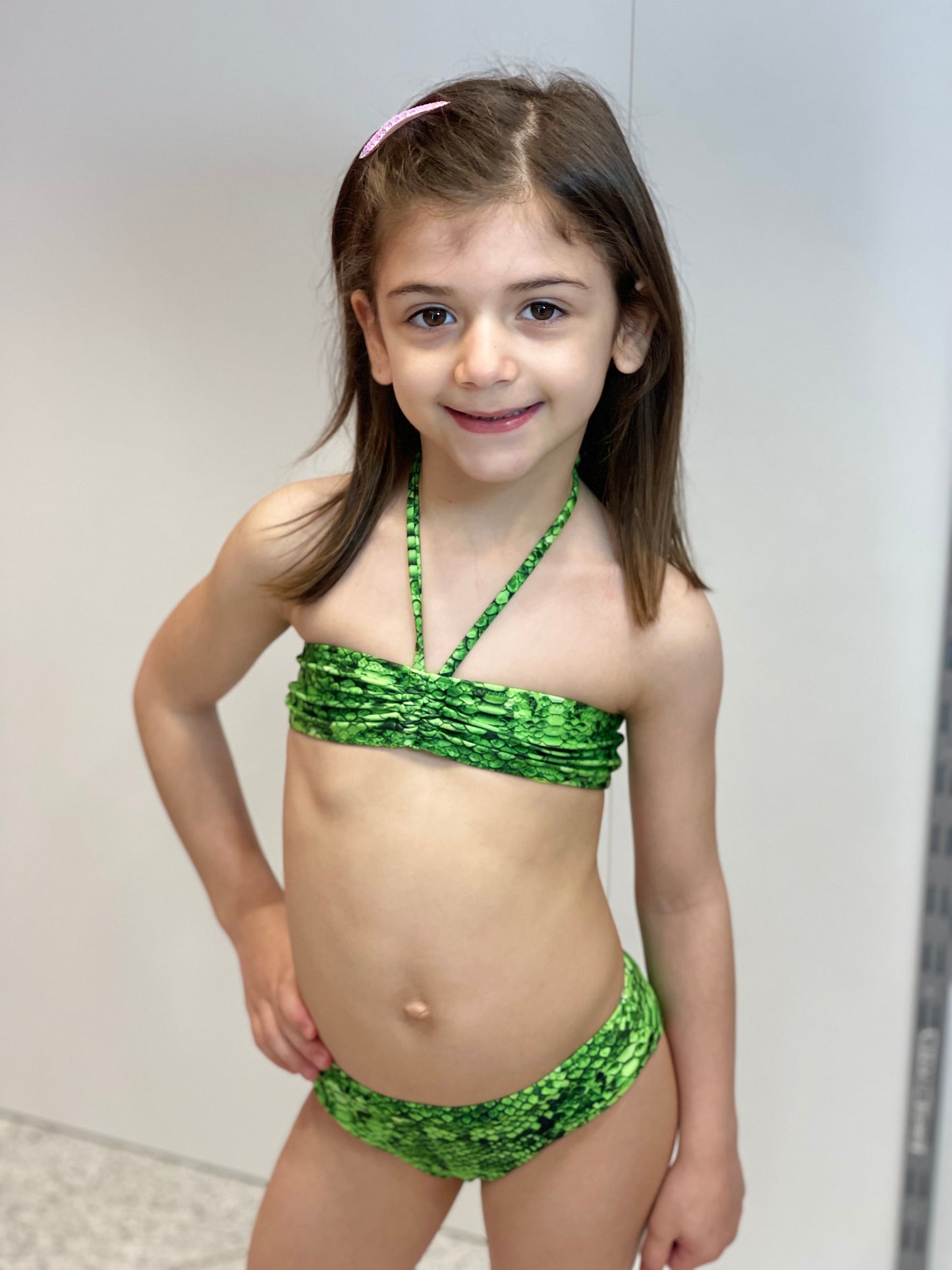 4GIVENESS - Costume bikini due pezzi verde animalier bambina