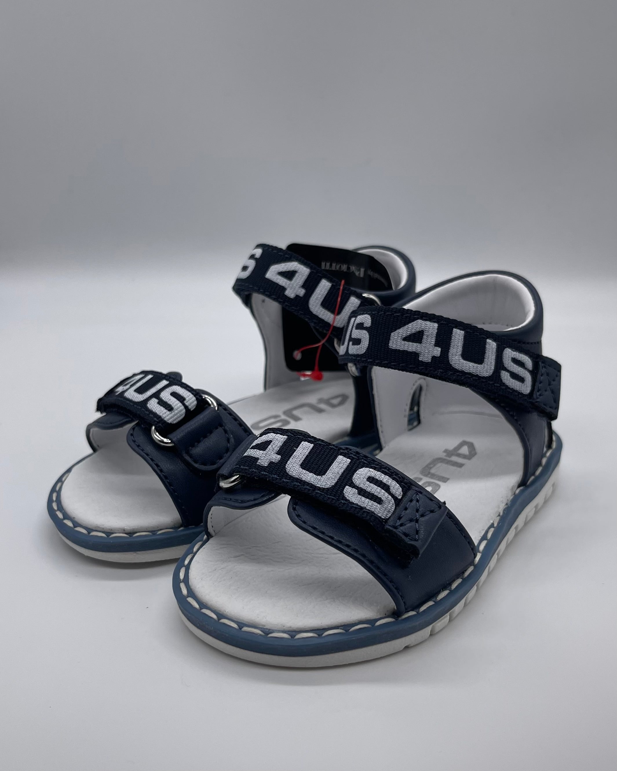 4US BY CESARE PACIOTTI - Sandalo blu doppio strappo con logo bianco