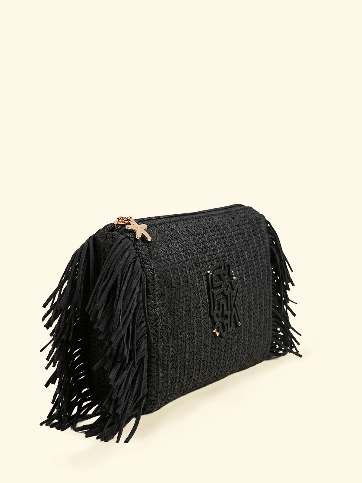 F**K - Maxi pochette in raffia con frange donna