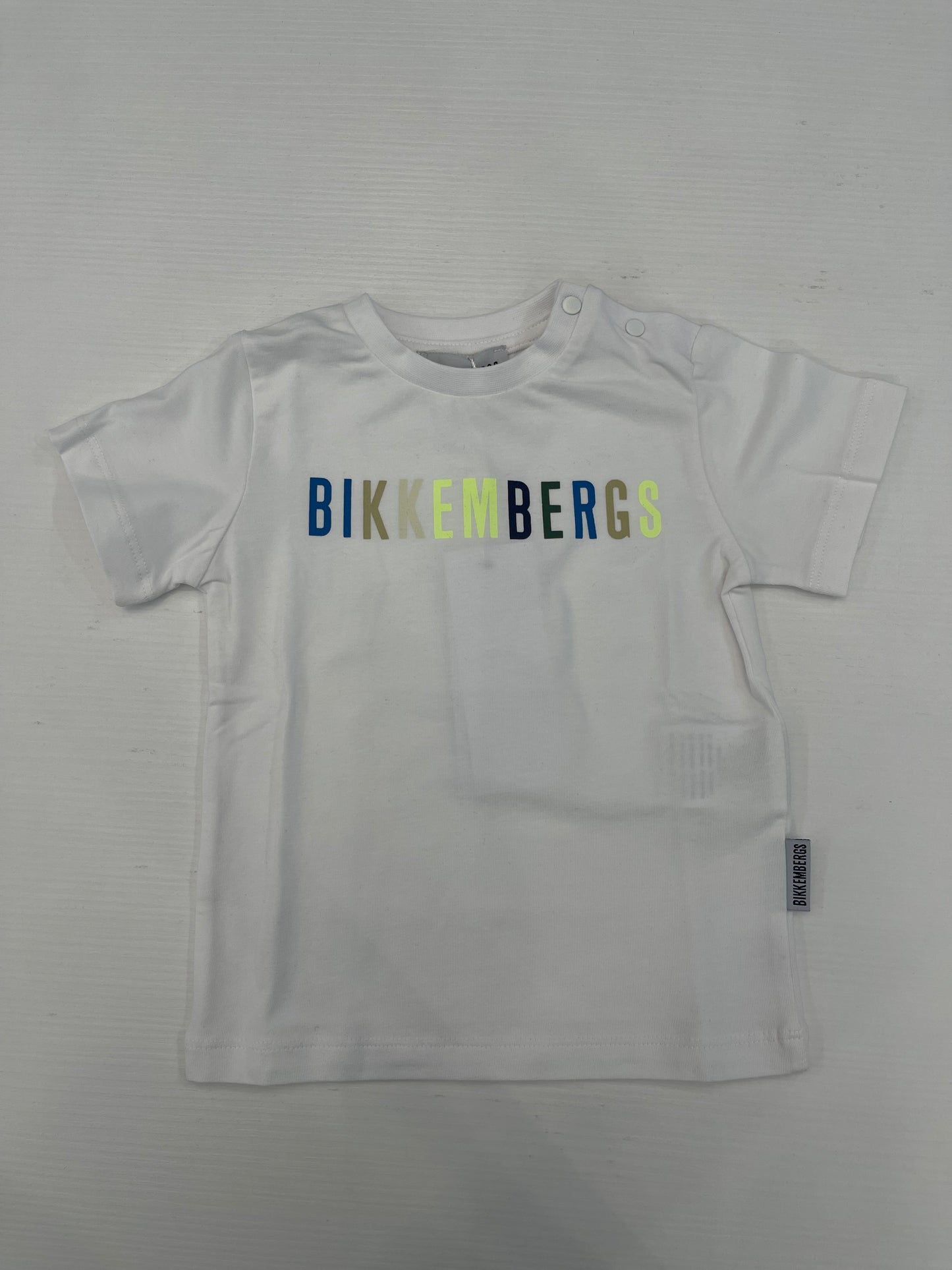 BIKKEMBERGS - T-shirt con logo multicolor e bottoni