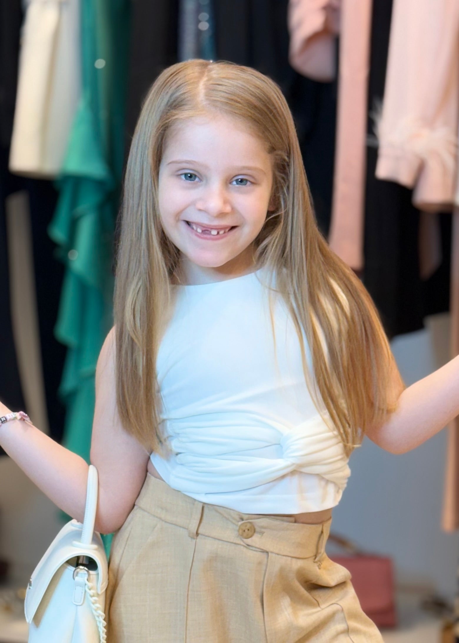 FUN FUN - Top a giro bianco con nodo bambina