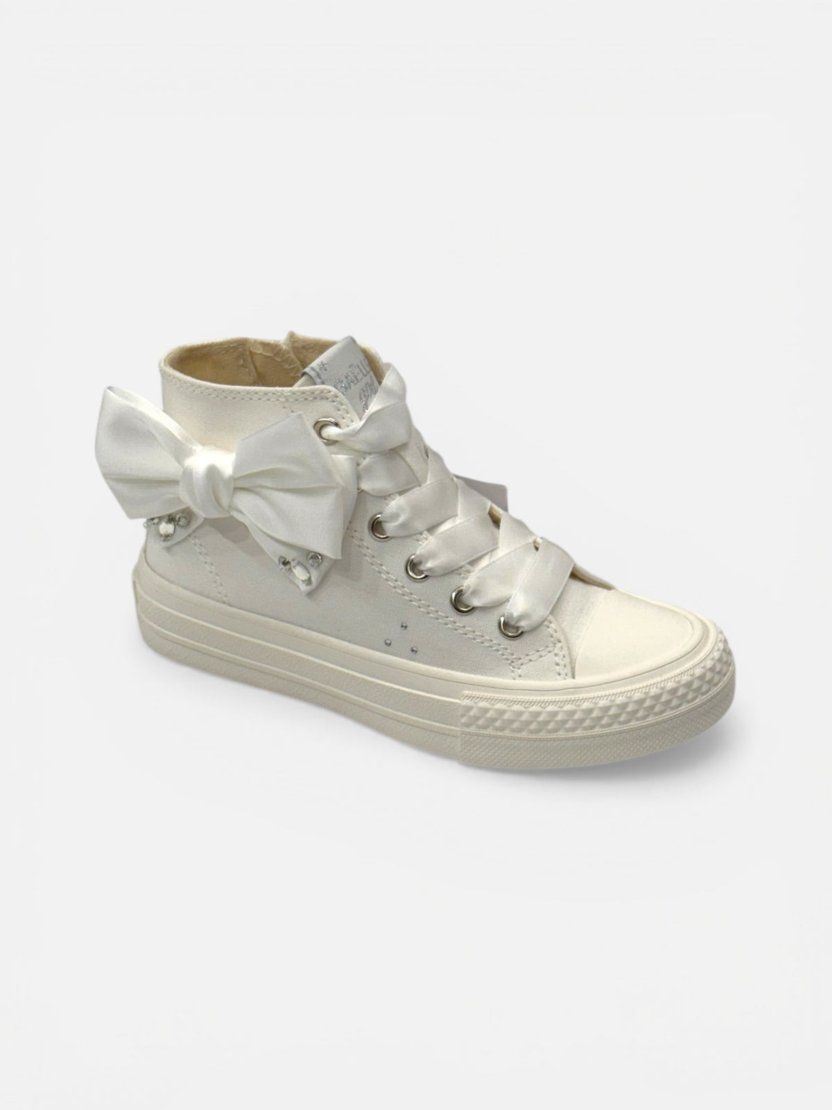 GAELLE - Sneakers bianca elegante con fiocco e strass bambina