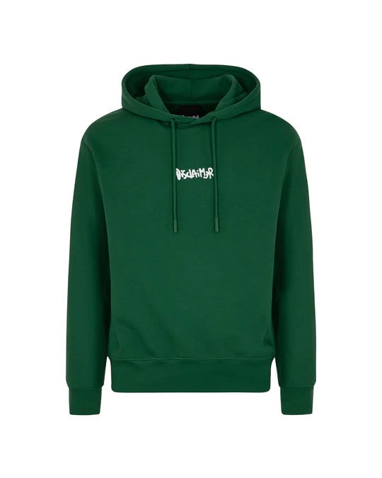 DISCLAIMER - Felpa verde con maxi logo sul retro uomo