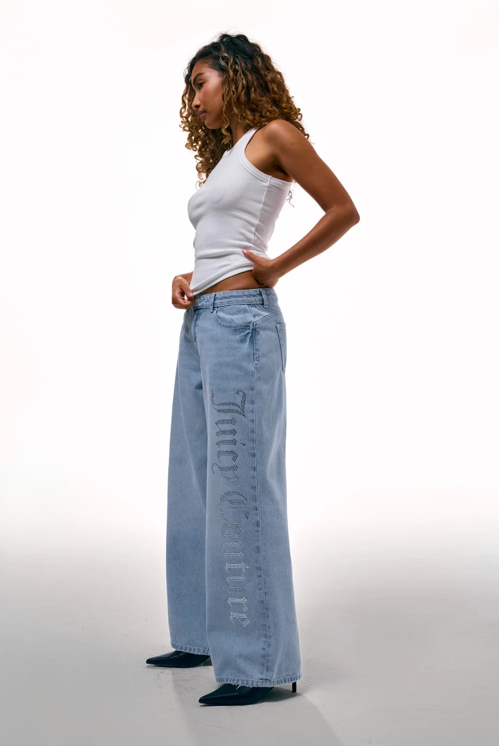 JUICY COUTURE - Jeans a palazzo con logo in strass donna