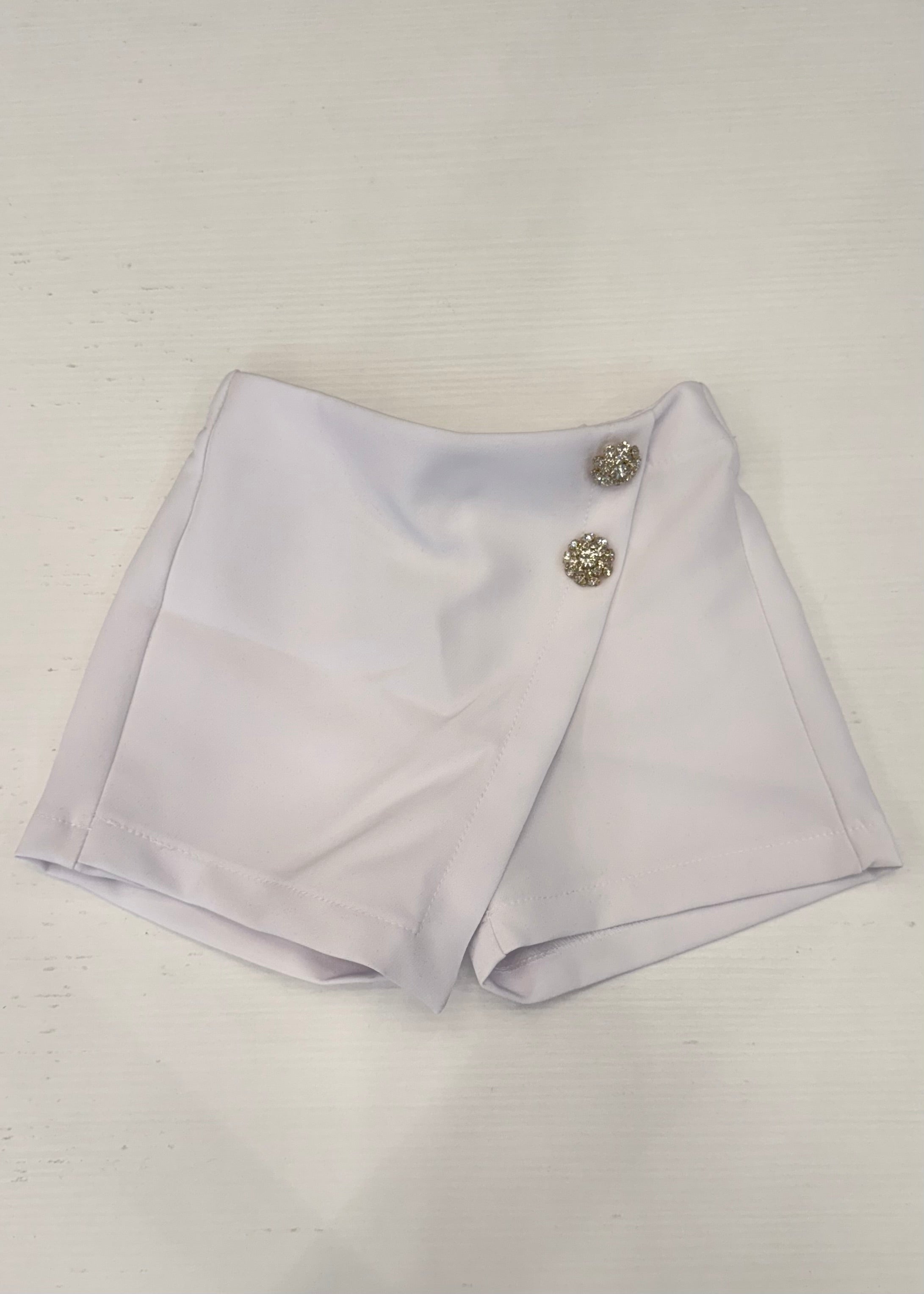 JANICE - Short bianco con bottoni gioiello  bambina