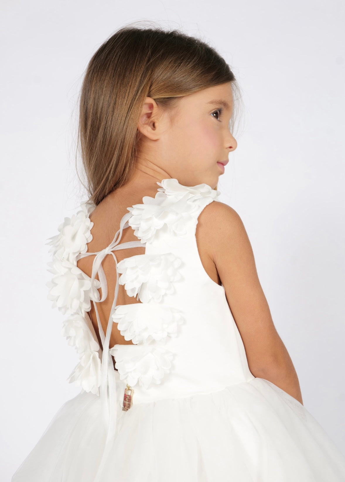 FUN FUN - Abito bianco in tulle con fiori bambina