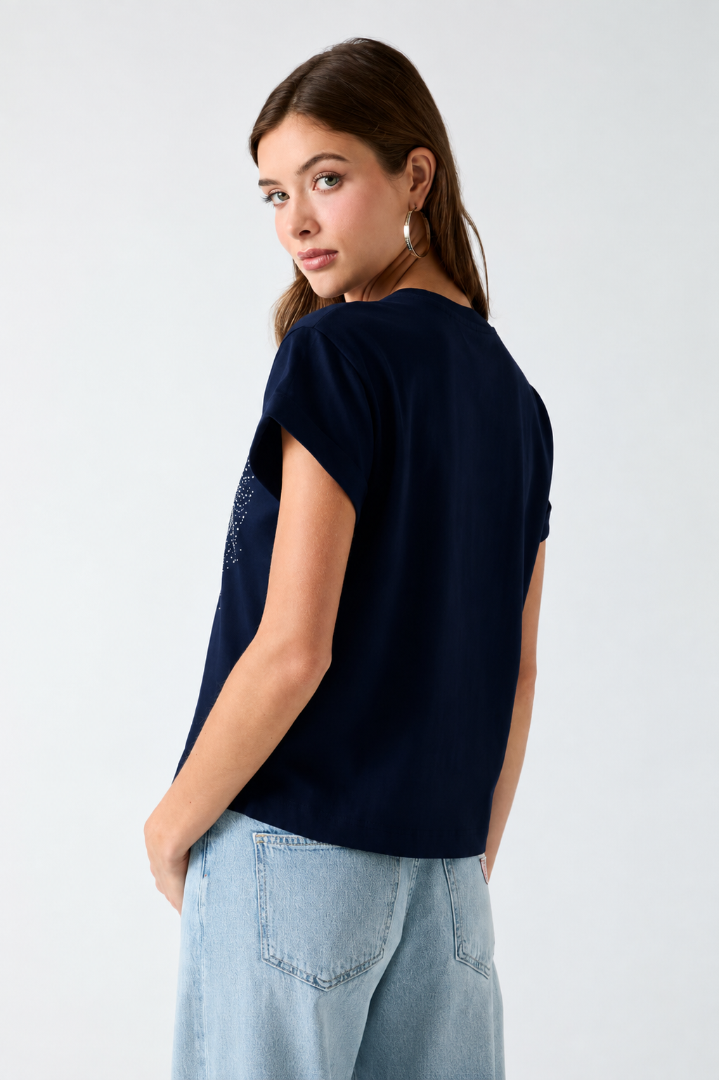 GUESS - T- shirt con logo in strass donna