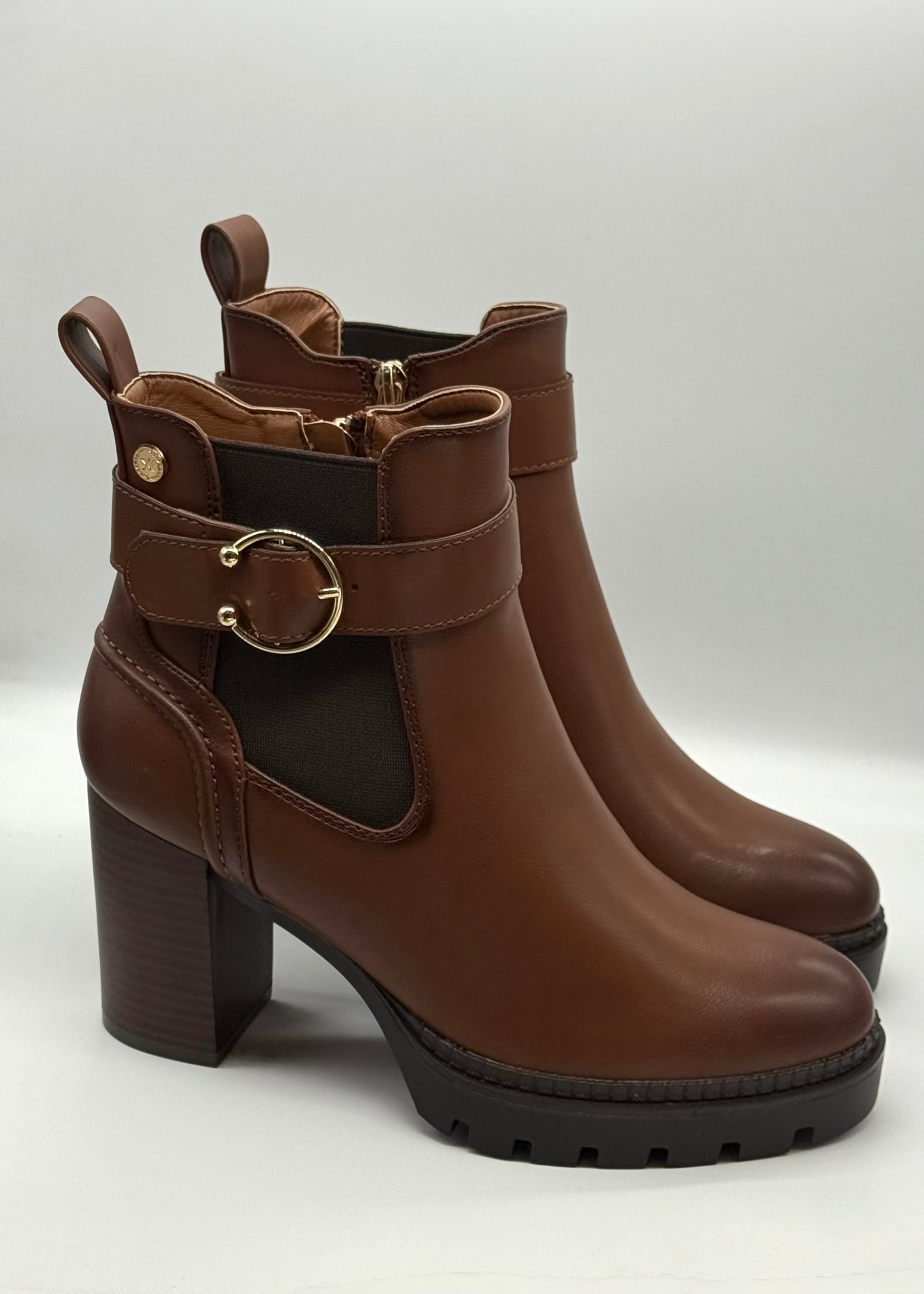 XTI - MEMORY FOAM - Stivaletto con tacco e fibbia oro donna