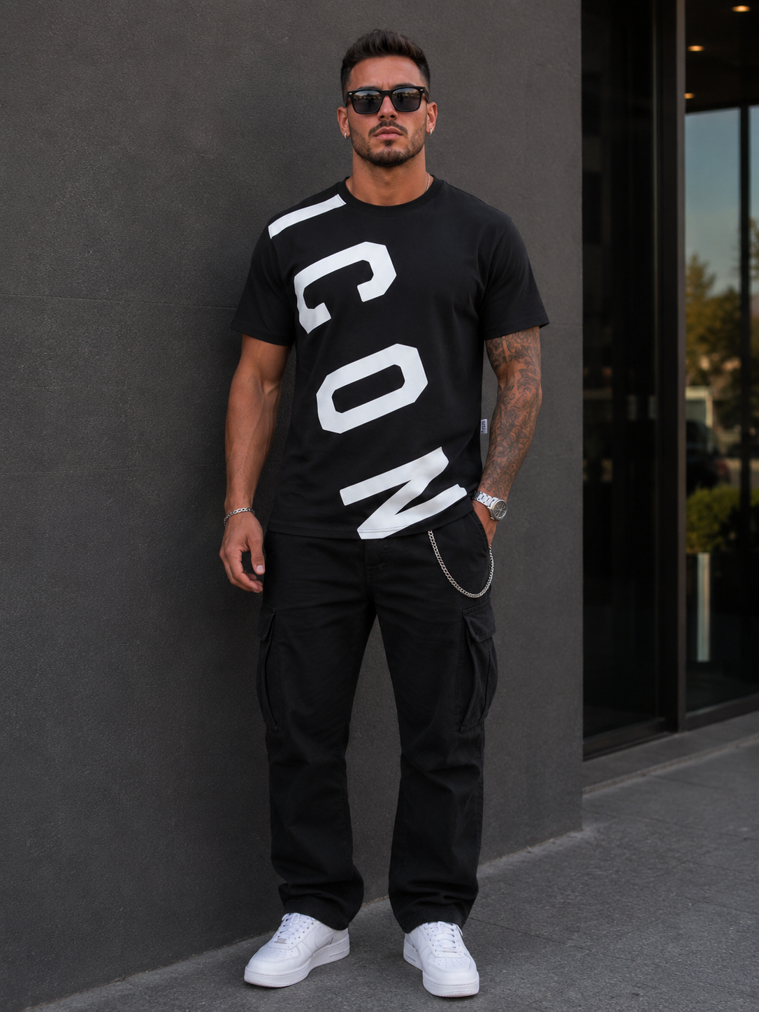 ICON - T-shirt con logo trasversale uomo