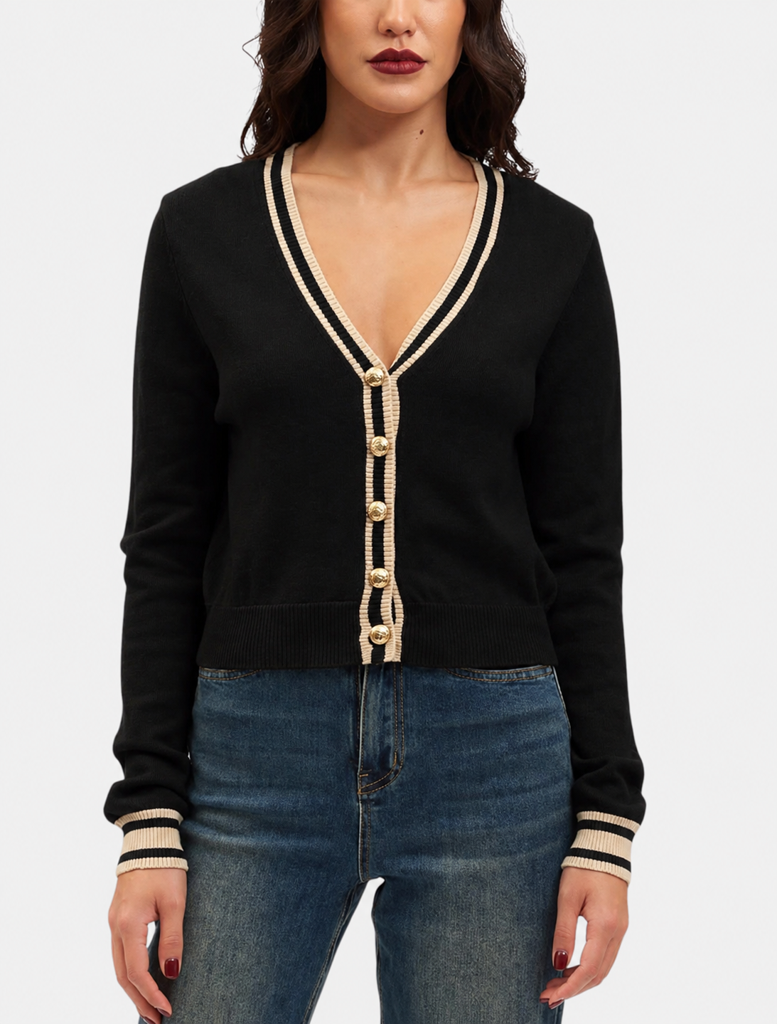 KORALLINE - Cardigan con bordi a contrasto donna