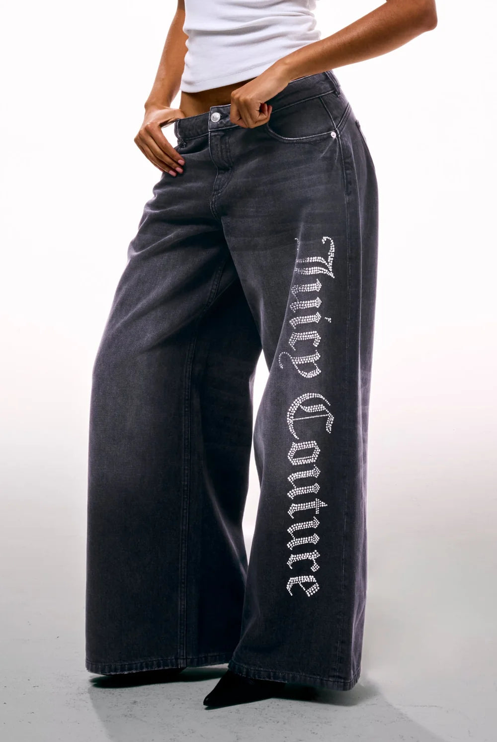 JUICY COUTURE - Jeans a palazzo con logo in strass donna
