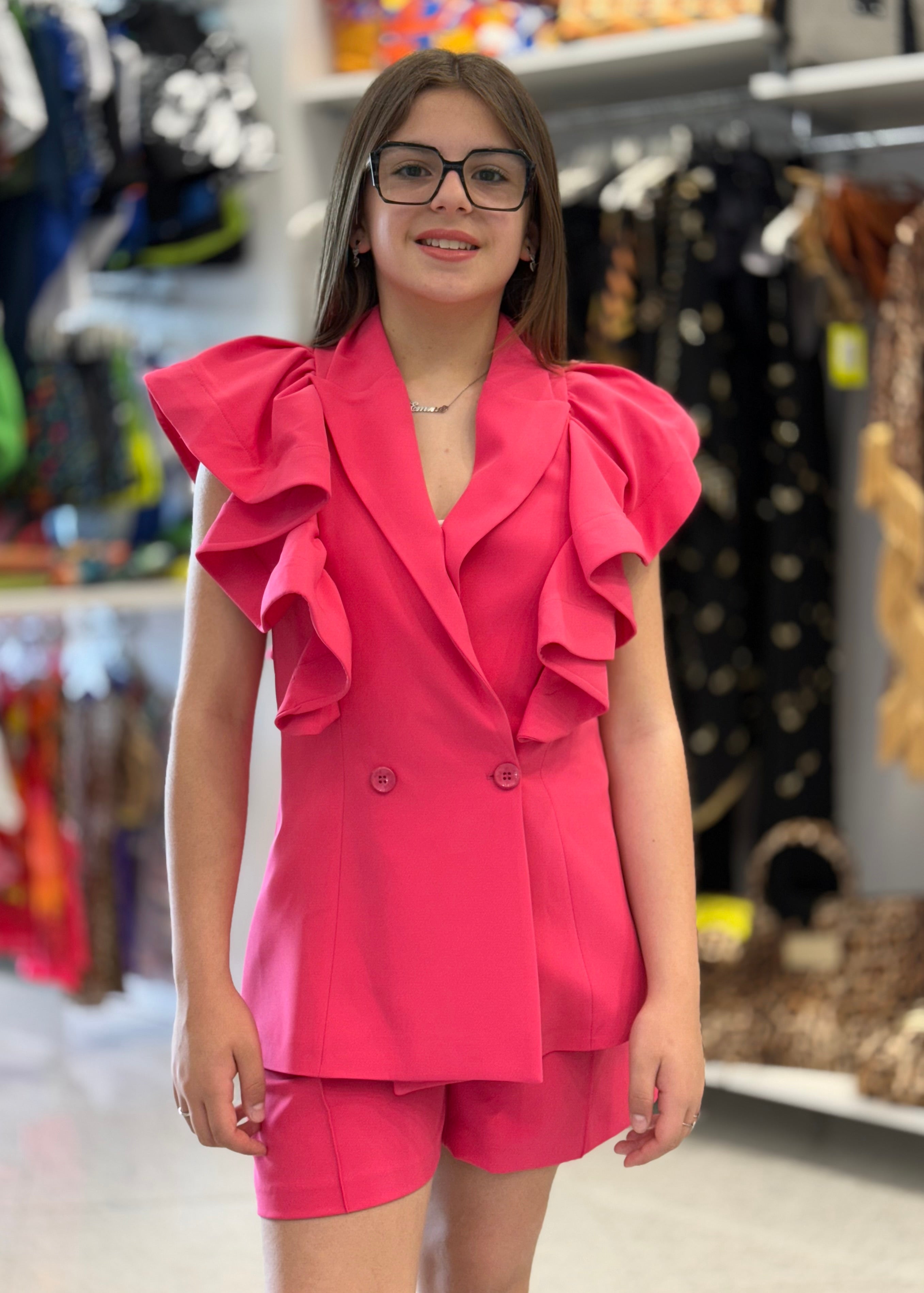 FUN FUN - Gilet fucsia con rouge bambina