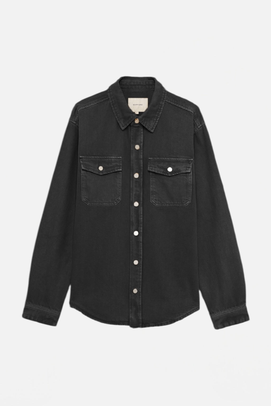 GIANNI LUPO - Camicia denim uomo nera in cotone