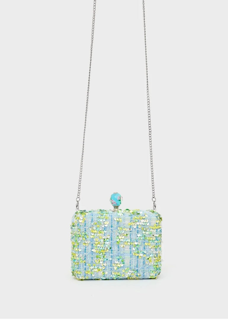 NALI - Clutch ELENA in tessuto ricamato con paillettes