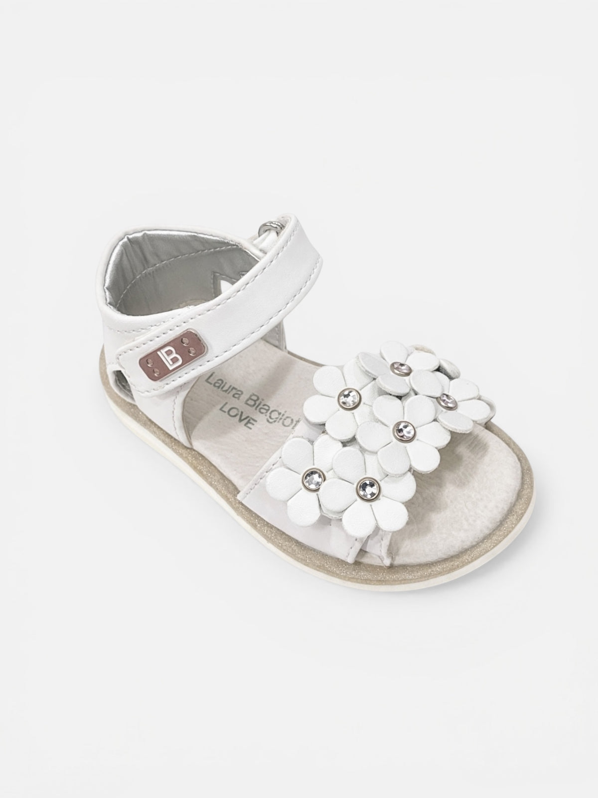 LAURA BIAGIOTTI - Sandalo bianco con fiori bambina