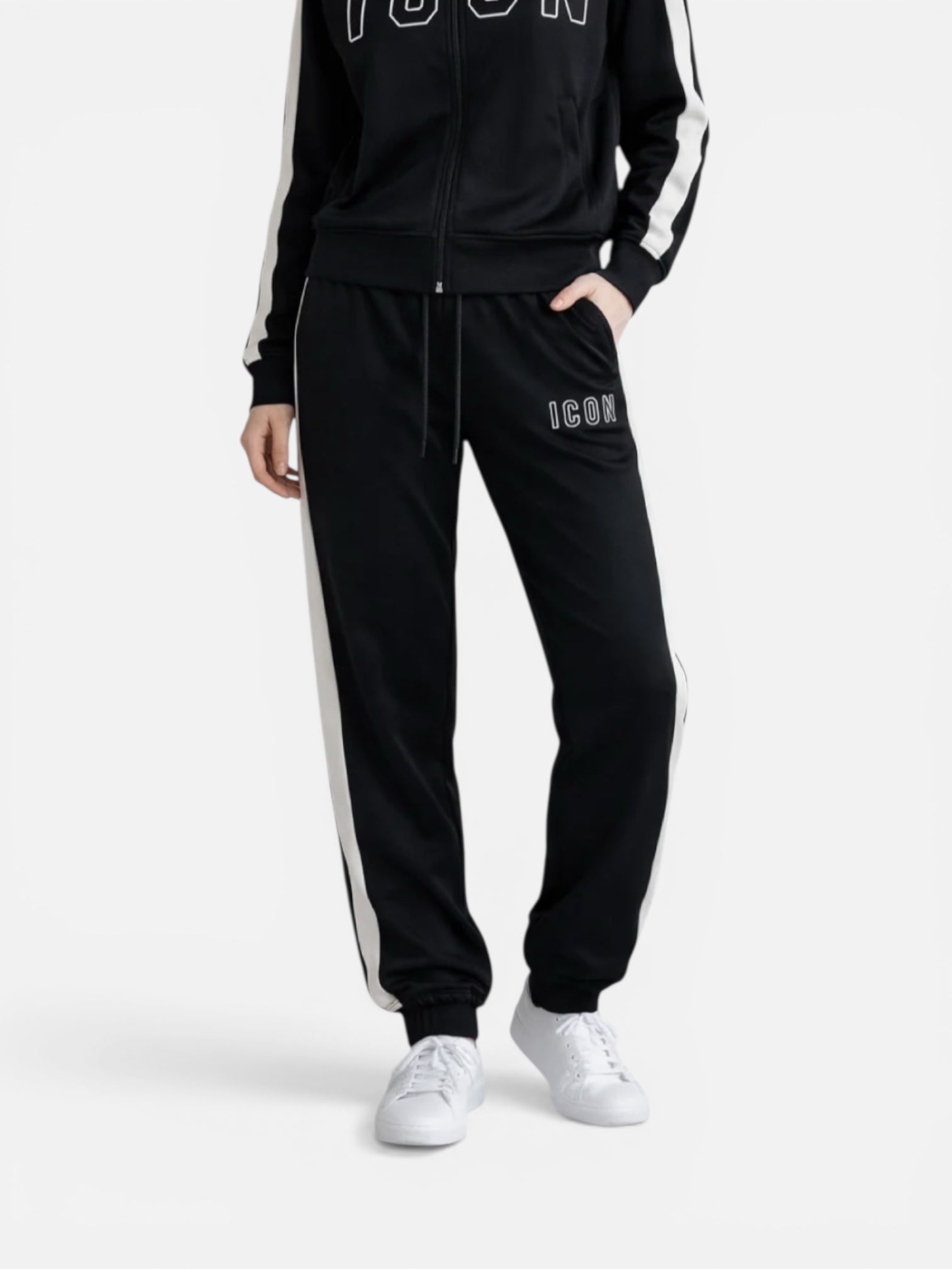ICON - Pantalone con bande laterali in triacetato donna