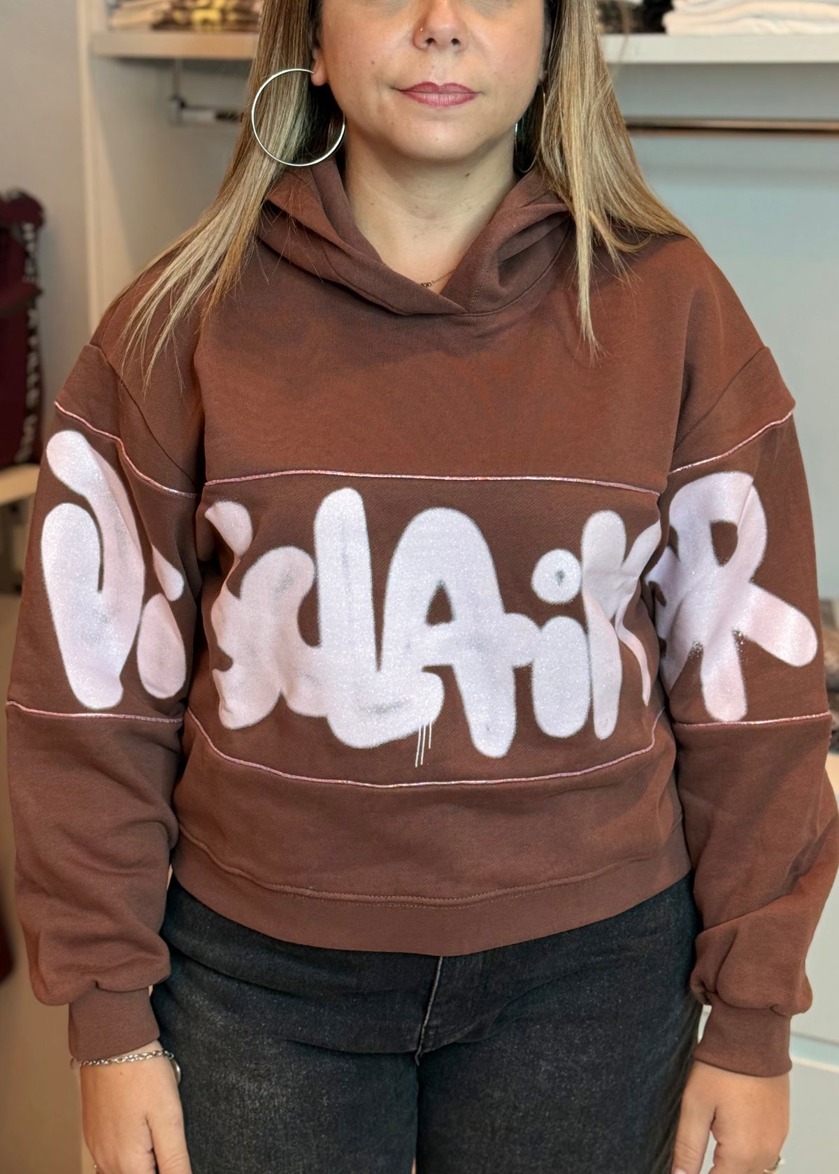DISCLAIMER - Felpa con cappuccio con logo lurex donna