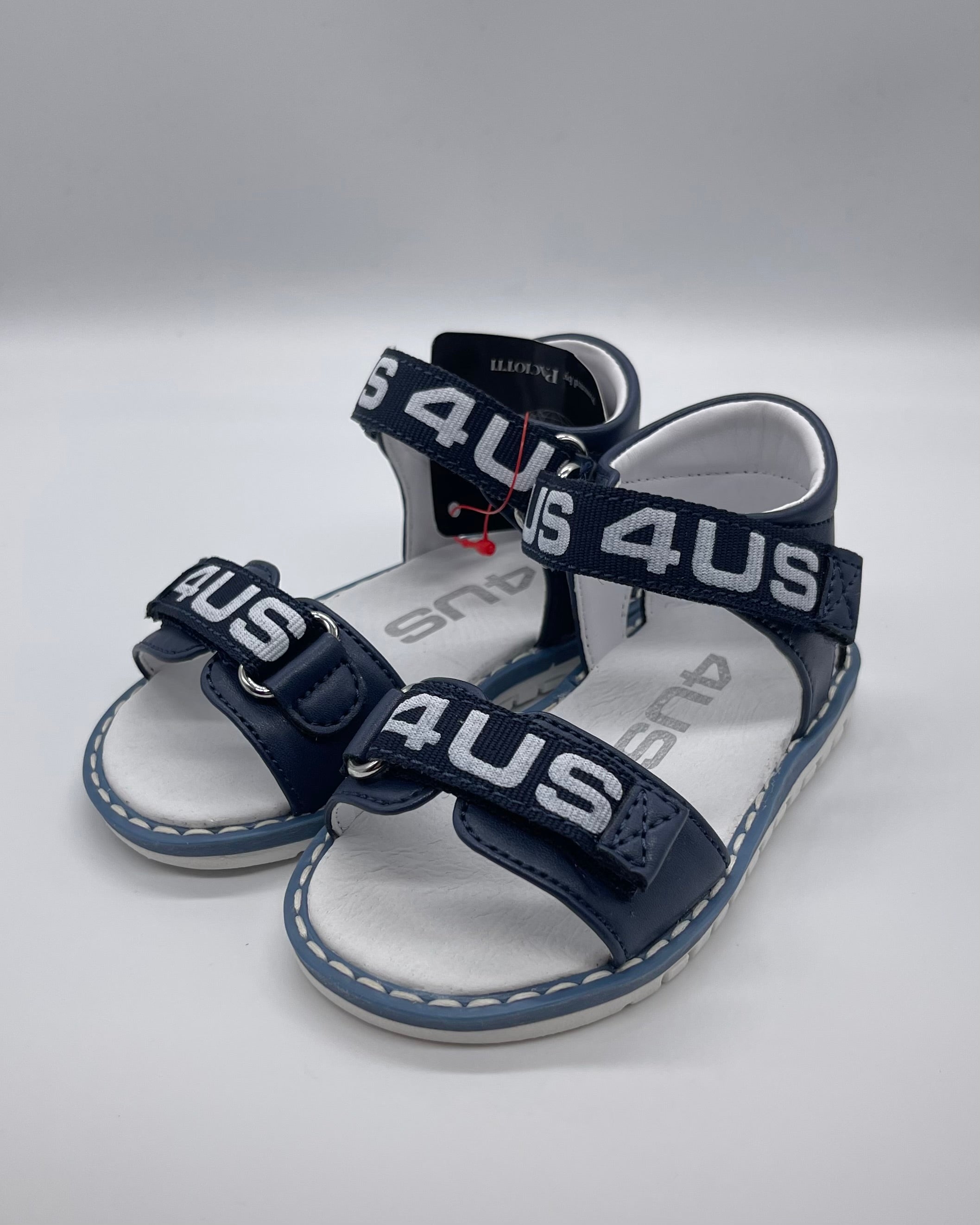 4US BY CESARE PACIOTTI - Sandalo blu doppio strappo con logo bianco