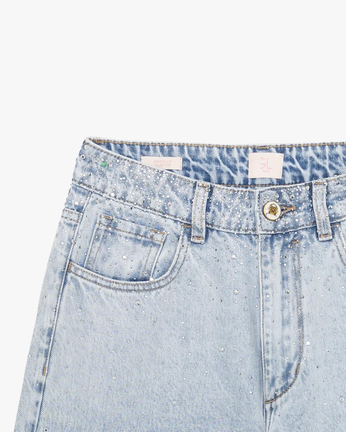 GL FOR HER - Jeans MOLLY WILLOW WIDE con strass donna