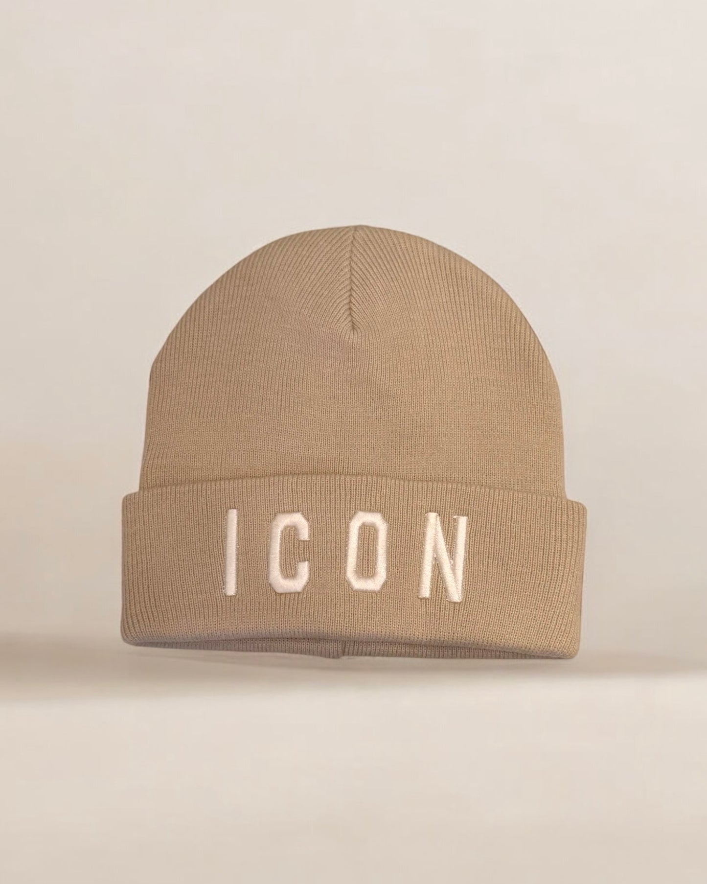 ICON - Cappello beige in lana con logo bambino/bambina