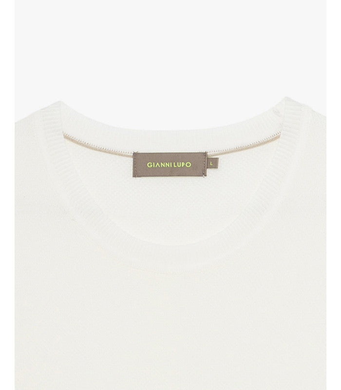 GIANNI LUPO - T-shirt in maglia texurizzata bianca uomo