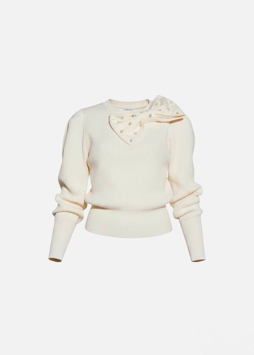 TRASH AND LUXURY - Maglia con maxi fiocco in strass donna