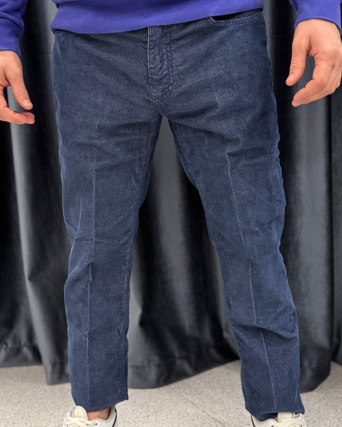 GIANNI LUPO - Pantalone blu in velluto uomo