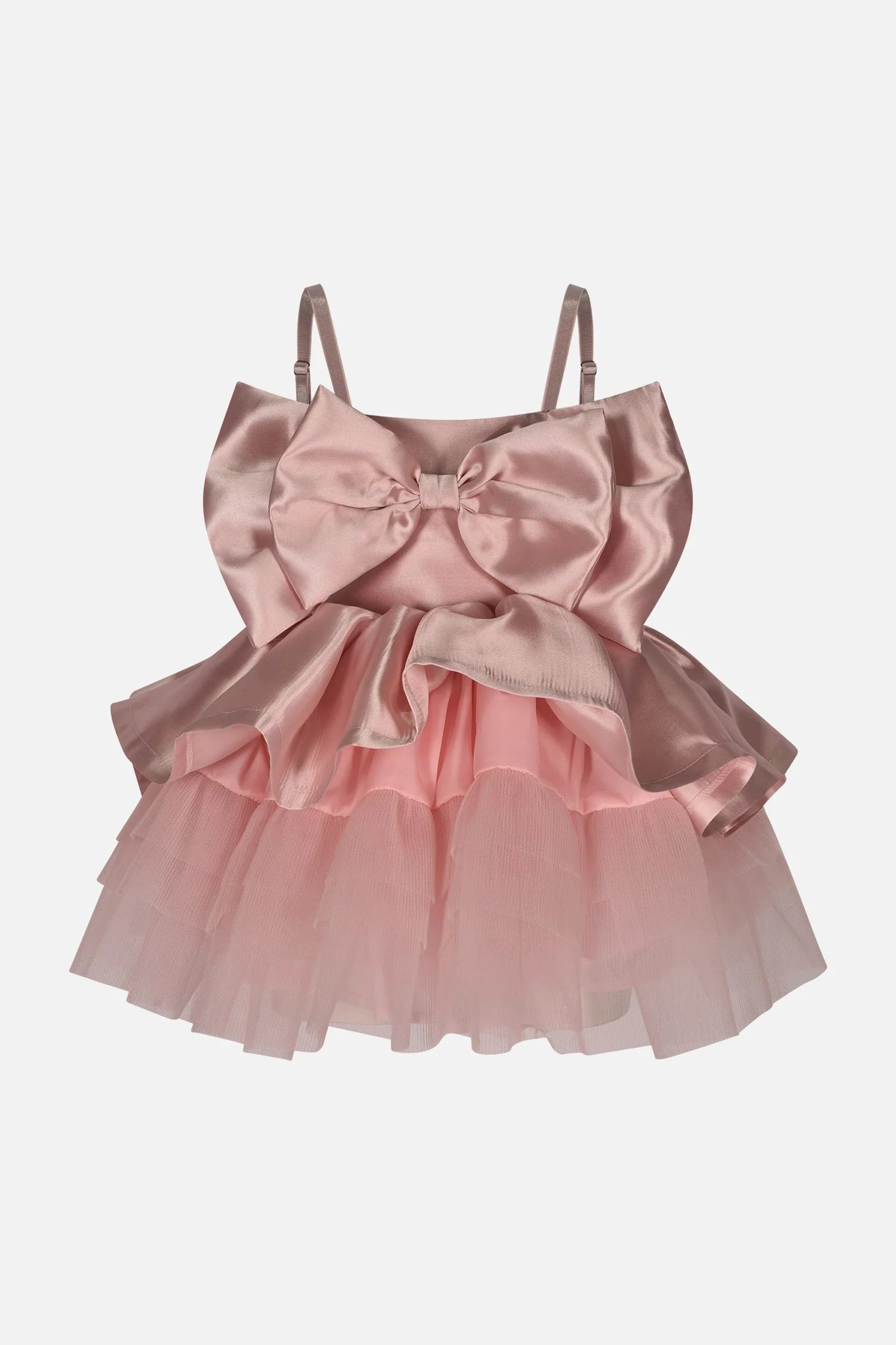 FUN FUN - Abito rosa con maxi fiocco in raso e tulle bambina