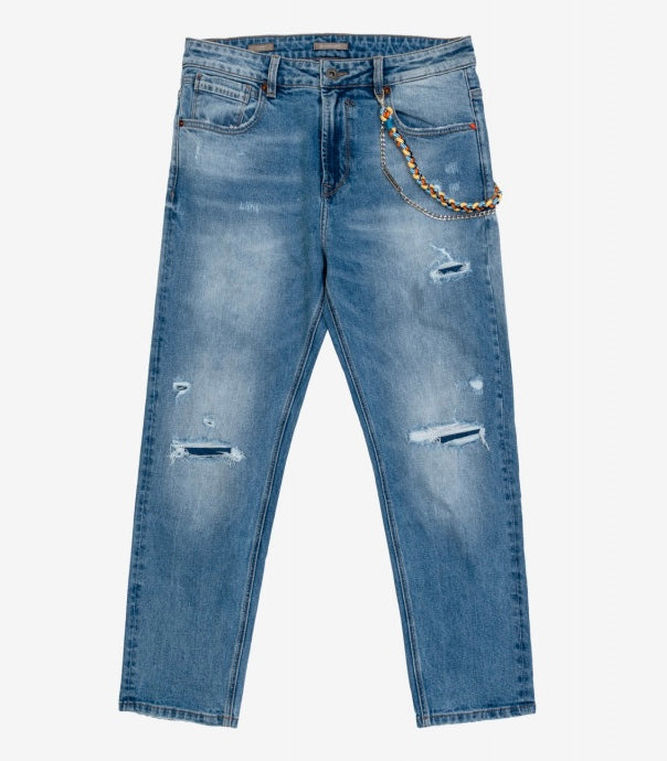 GIANNI LUPO - Jeans strappato con accessorio uomo