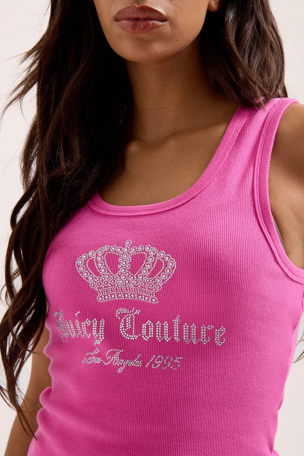 JUICY COUTURE - Canotta con logo e corona in strass donna