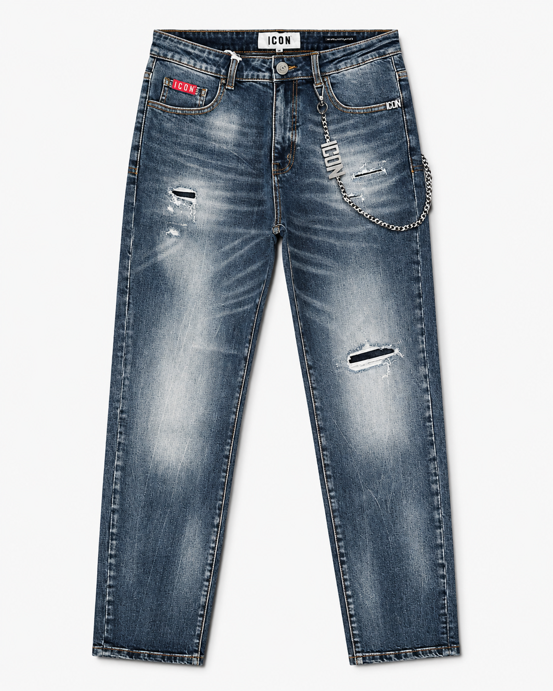 ICON - Jeans cropped con tasche ricamate uomo