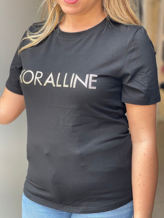 KORALLINE  - T-shirt nera con stampa logata