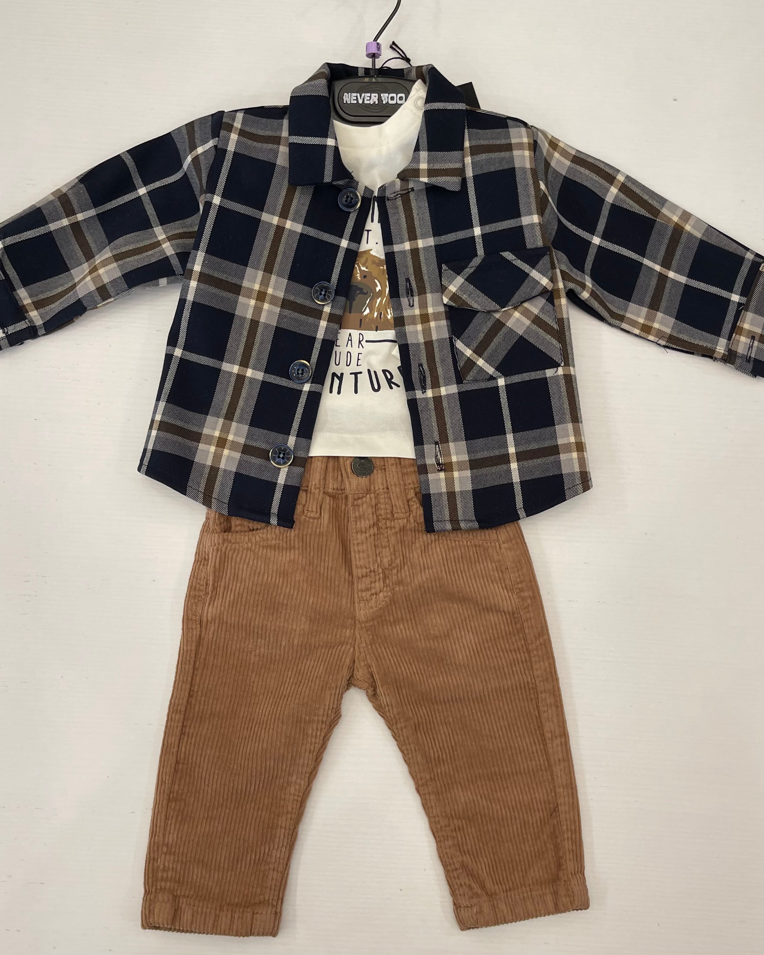 NEVER TOO - T-shirt bianca con orsetto bambino