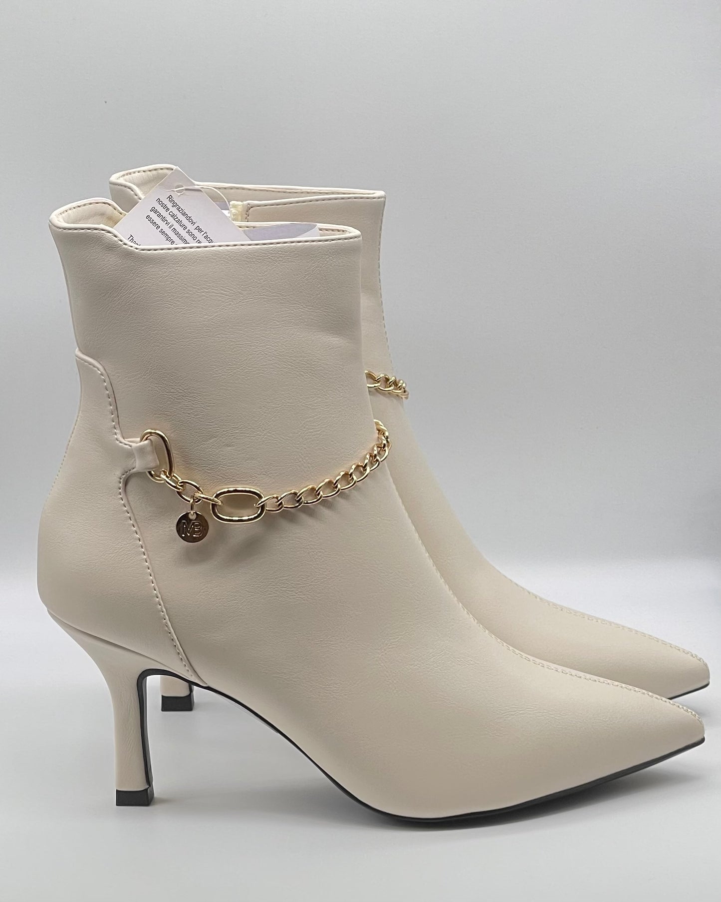 MARIELLA BURANI -  Stivaletto beige con catena oro