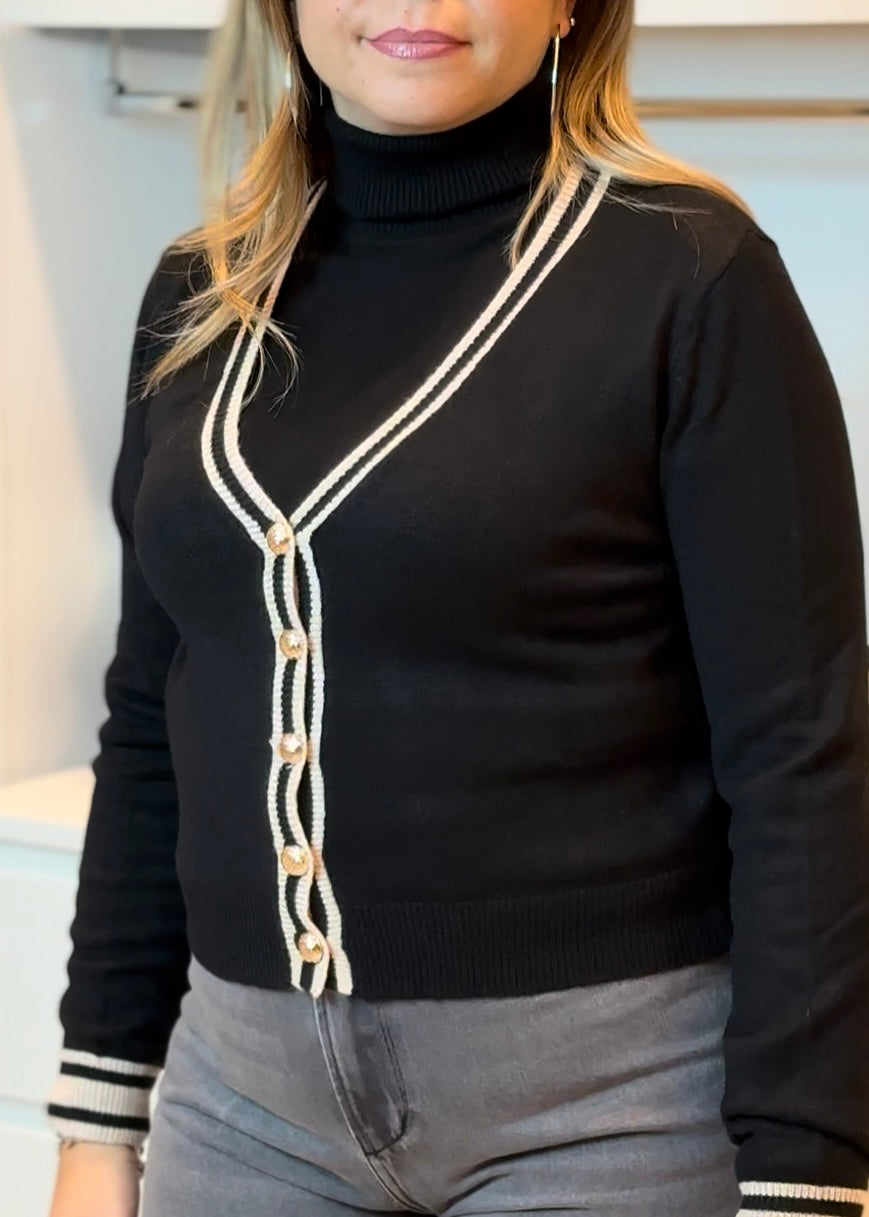 KORALLINE - Cardigan con bordi a contrasto donna