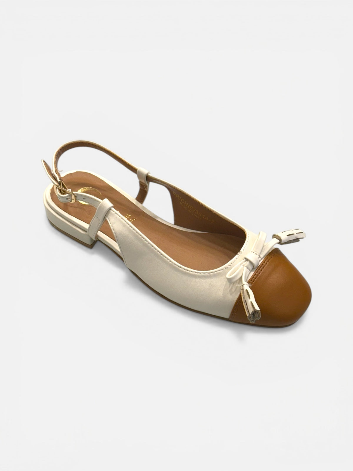 CRICHIC - Ballerina beige con punta marrone e fiocco  donna