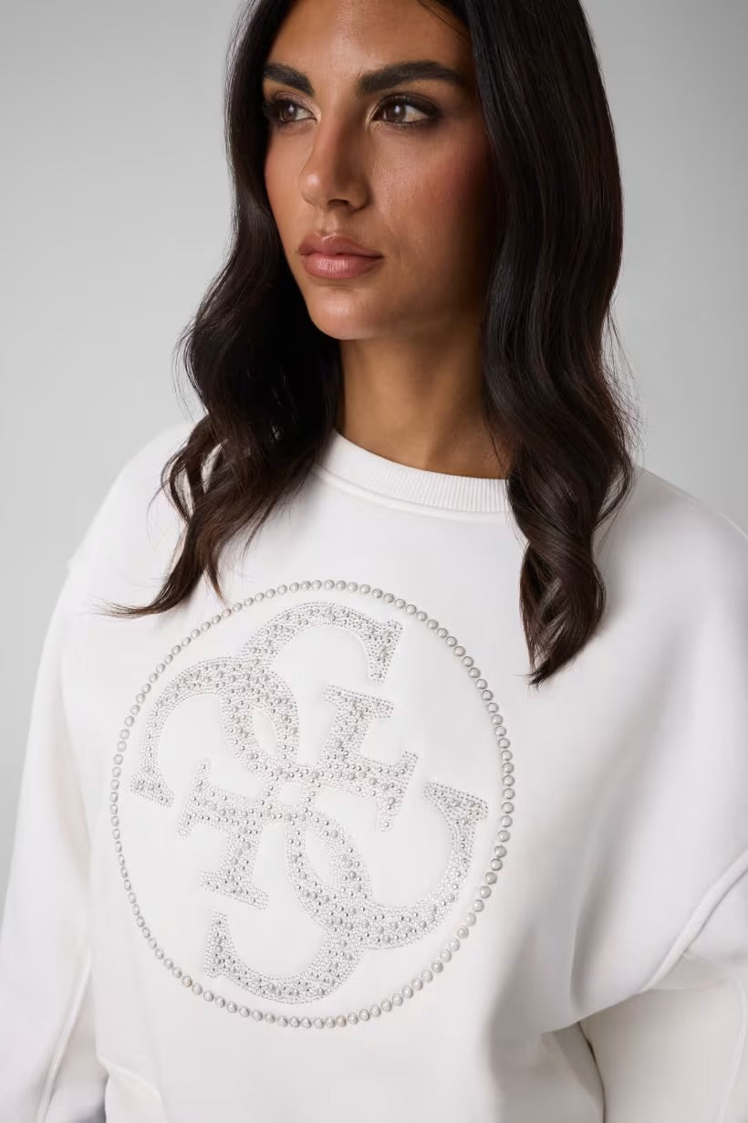 GUESS - Felpa  donna con logo strass