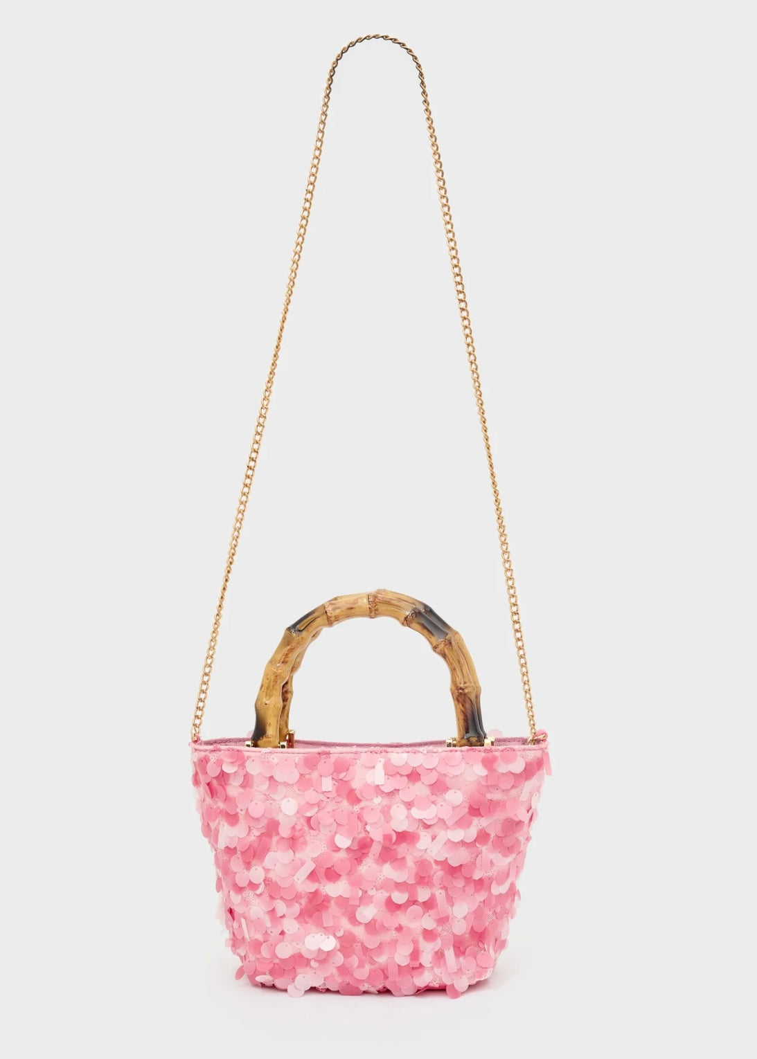 NALI - Borsa NIZZA manico bamboo con paillettes