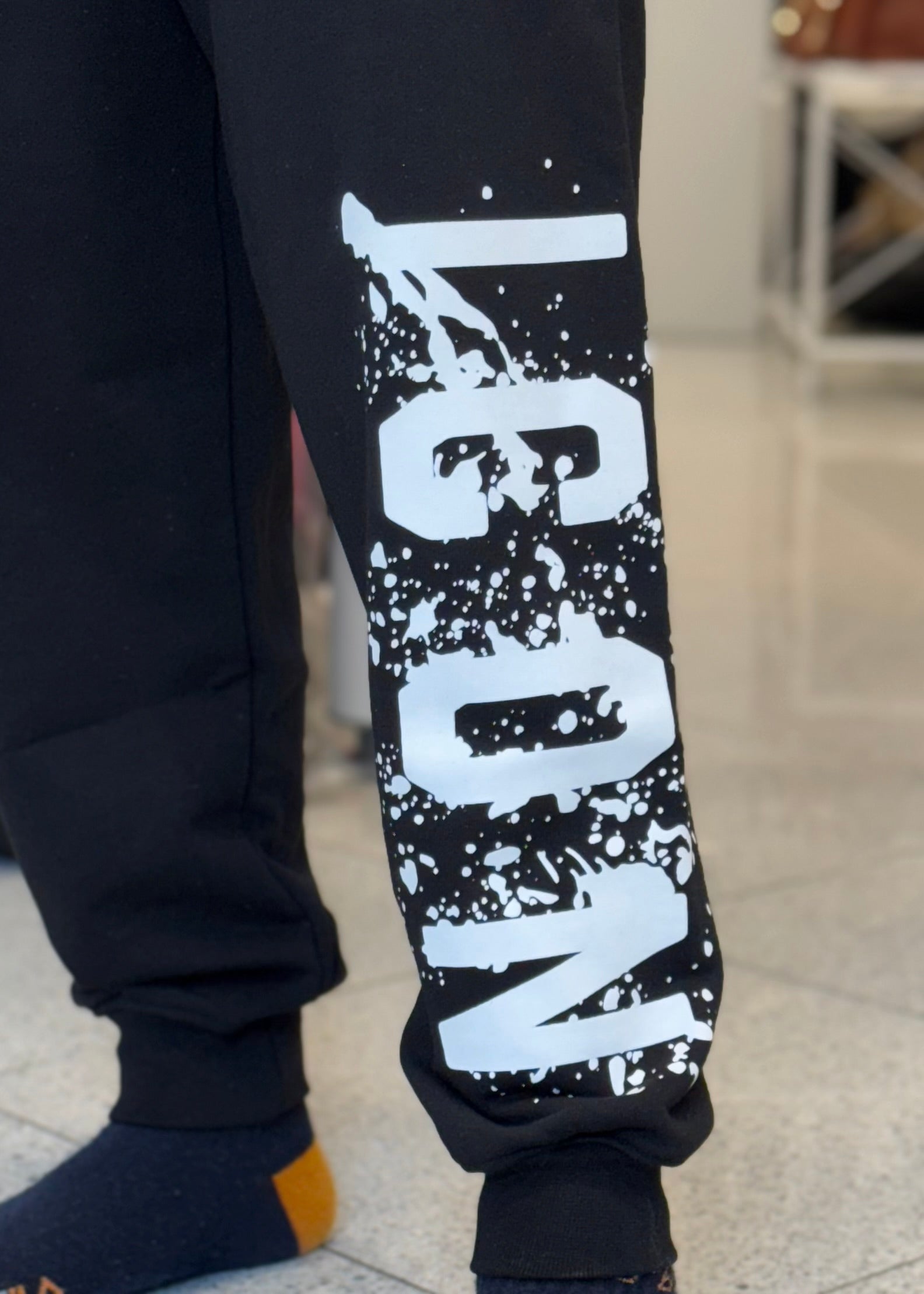 ICON - Pantalone nero con logo bianco bambino